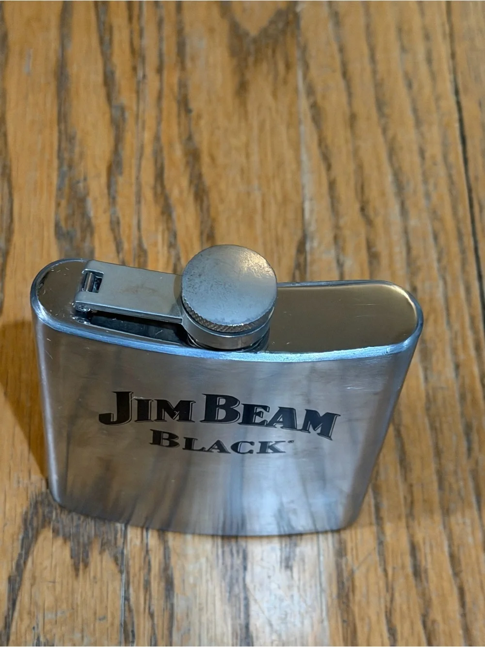 Jim Beam Black Stainless Steel 6 oz Hip Flask Whiskey Bourbon Barware